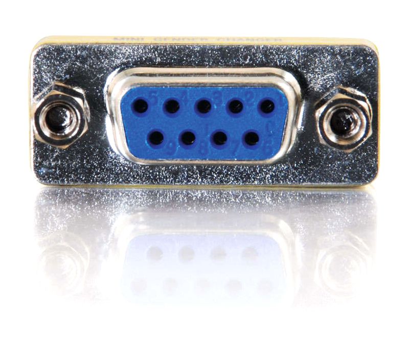 C2G DB9 F/F Mini Gender Changer (Coupler) - 1 x DB-9 Female Serial - 1 x DB-9 Female Serial - Silver, Yellow