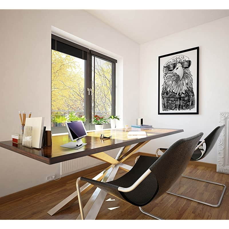 Tablet Holder Desk Stand 713 Inches 360 Degrees Rotation with AntiTheft Device SilverCharcoal 893023