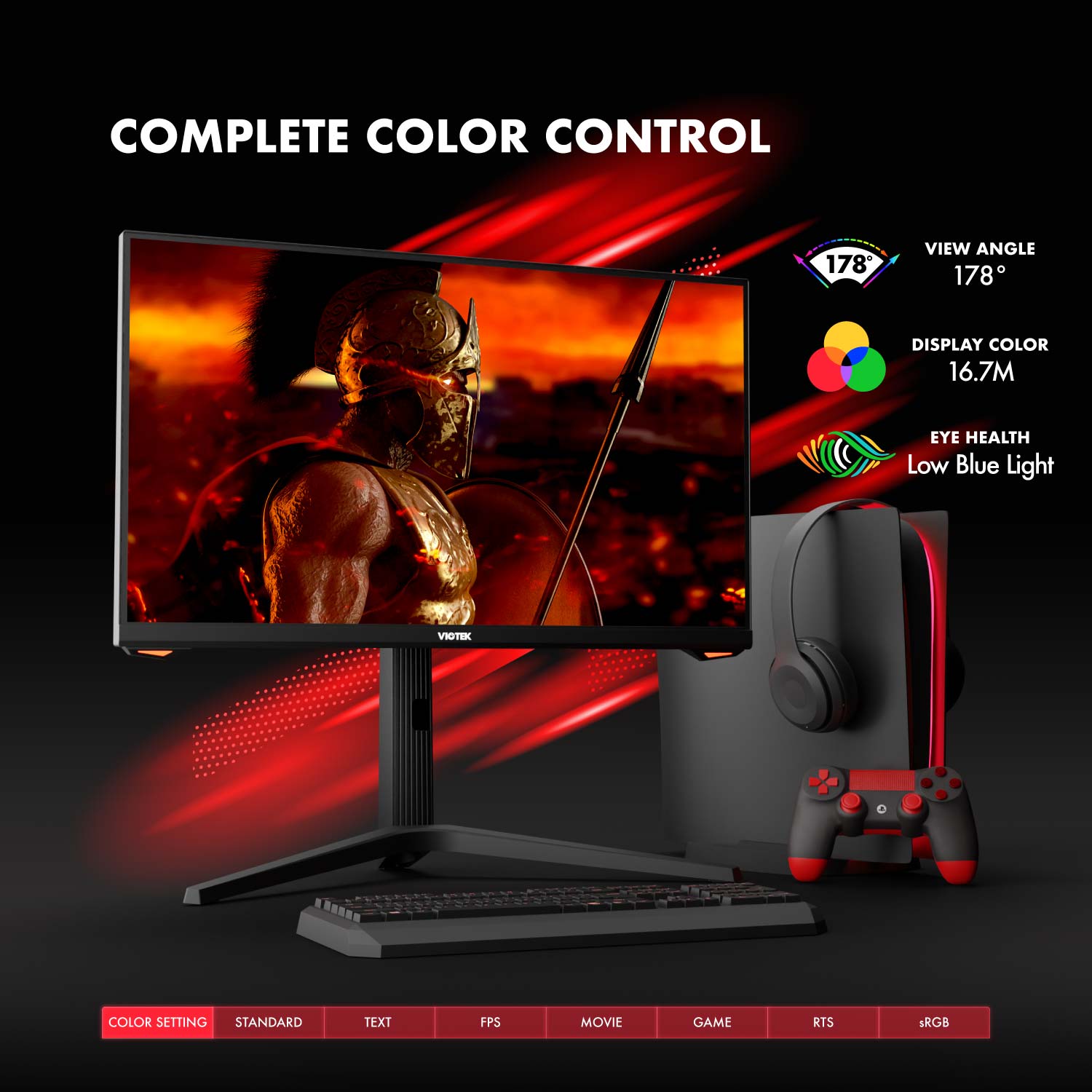 VIOTEK REAPER RFI25CBA 25 Inch Extreme Gaming 144hz Monitor &ndash; Low Lag 1ms MPRT Frameless FHD 1080p IPS 111% sRGB Panel GSYNC FreeSync DP 1.2 HDMI 2.0 USB-C Adjustable Stand &mdash; 3 Years Zero Dead Pixels