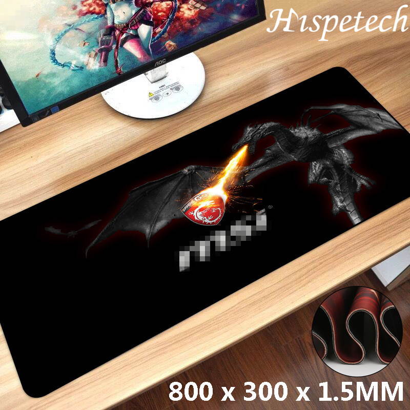 HISPETECH 80X30cm Gaming Mouse Pad Large XL Dragon Computer Mousepad Gamer Natural Rubber Desk Mat for Keyboard Anti-Slip Speed Version