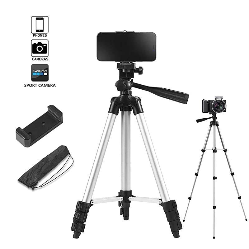 40 Inch Portable Trip Light Weight Outdoor Travel + Universal Smartphone Holder Mount Support Stand for Phone 11 88plus66s 7 PlusXR Xs Max