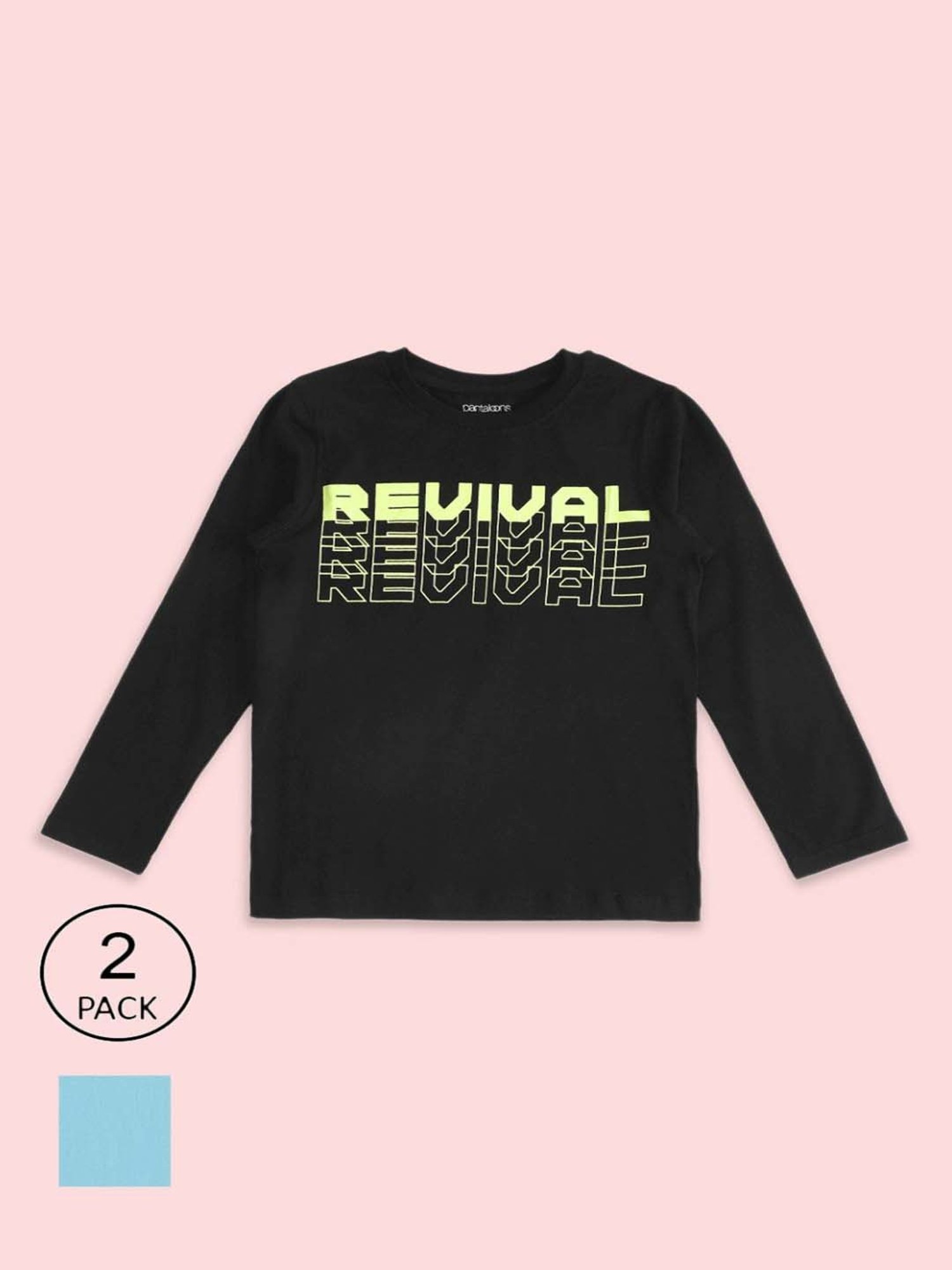 Pantaloons Baby Boys Black & Blue Cotton Printed Full Sleeves T-Shirt