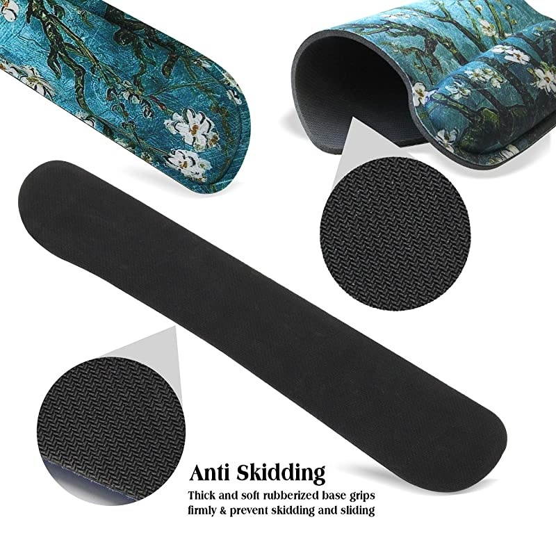 Mouse Pad Wrist Support Gaming Keyboard Wrist Pad Combo Set Durable Ergonomic Anti Slip NonSlip Square Base Rest Support Purple Heart Butterfly