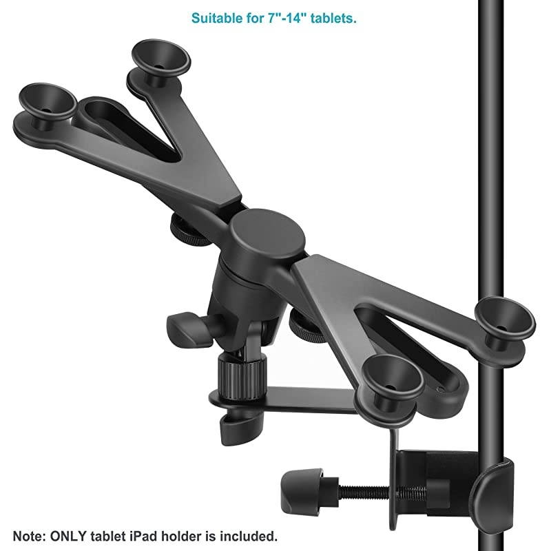 714 inches Adjustable Tablet Holder Mount with 360 Degree Swivel Clamp for Connecting with Microphone Stand Compatible with iPad iPad Pro iPad Air Google Nexus Samsung Galaxy