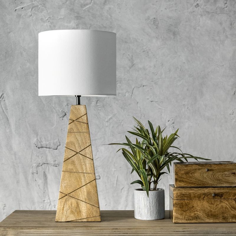 nuLOOM Lily 24" Wood Table Lamp Lighting - Natural 24" H x 10" W x 10" D
