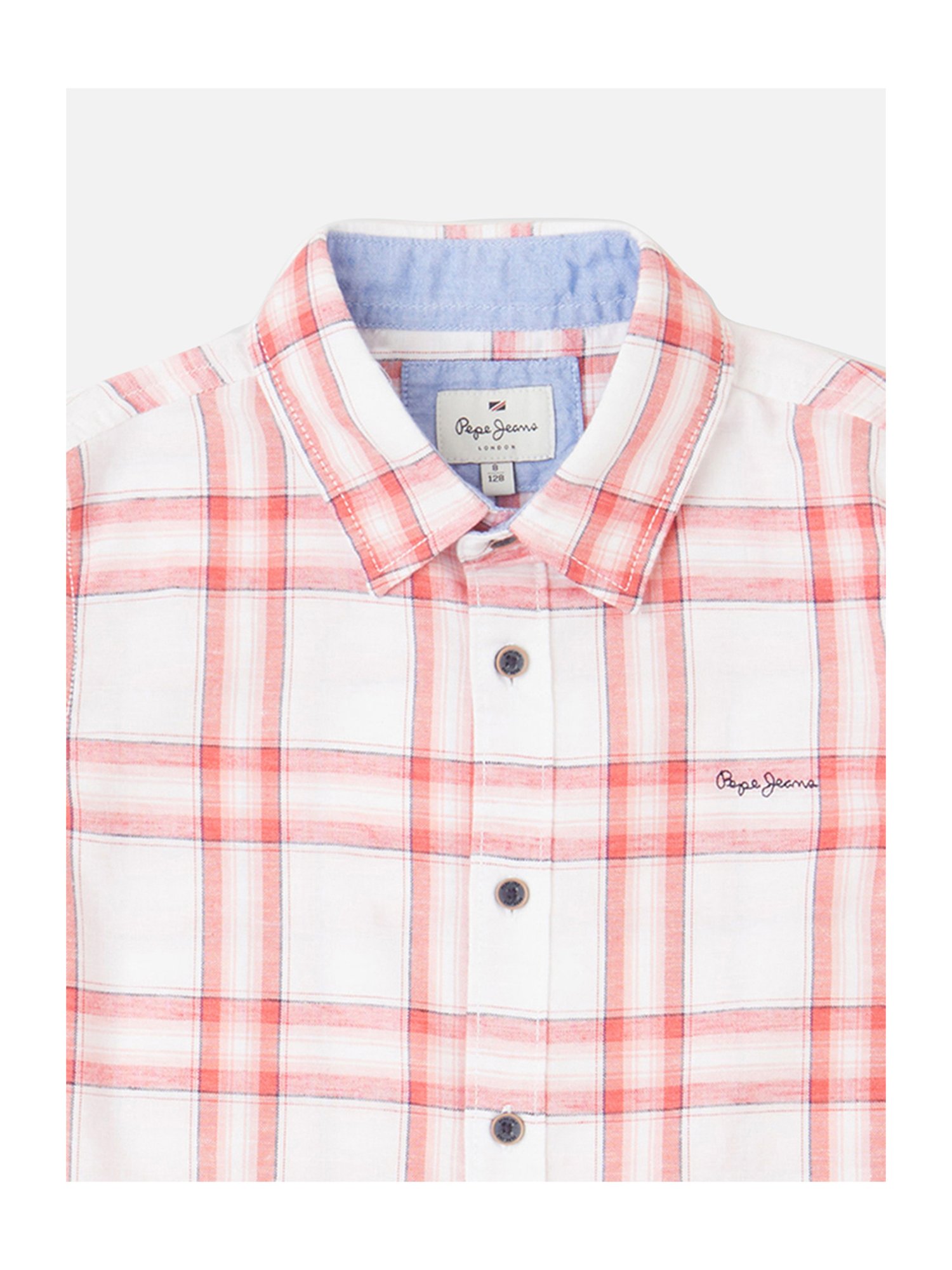 Pepe Jeans Kids Peach & White Checks Shirt