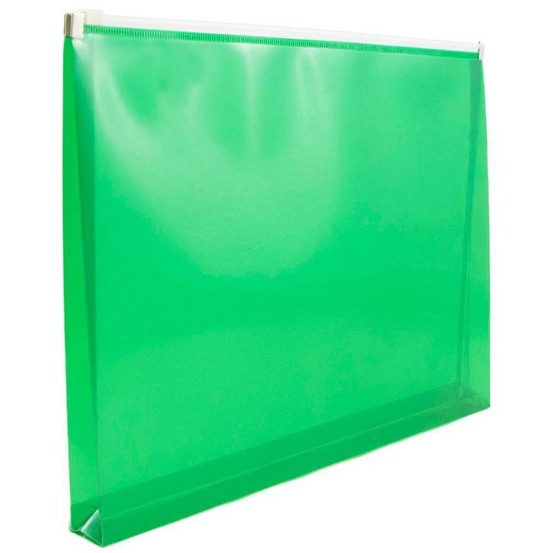 JAM Paper 12pk Plastic Envelopes with Zip Closure - Letter Booklet - 9 3/4 x 13 - Green