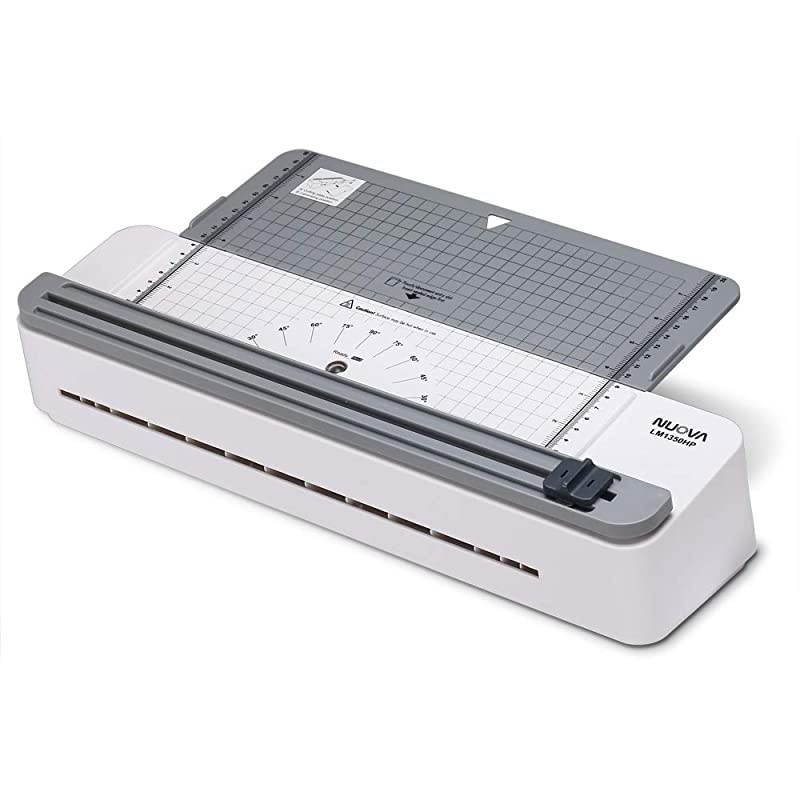 2 in one Thermal Laminator/Paper Cutter, 13" Max Width, Quick Warm-Up, White/Grey