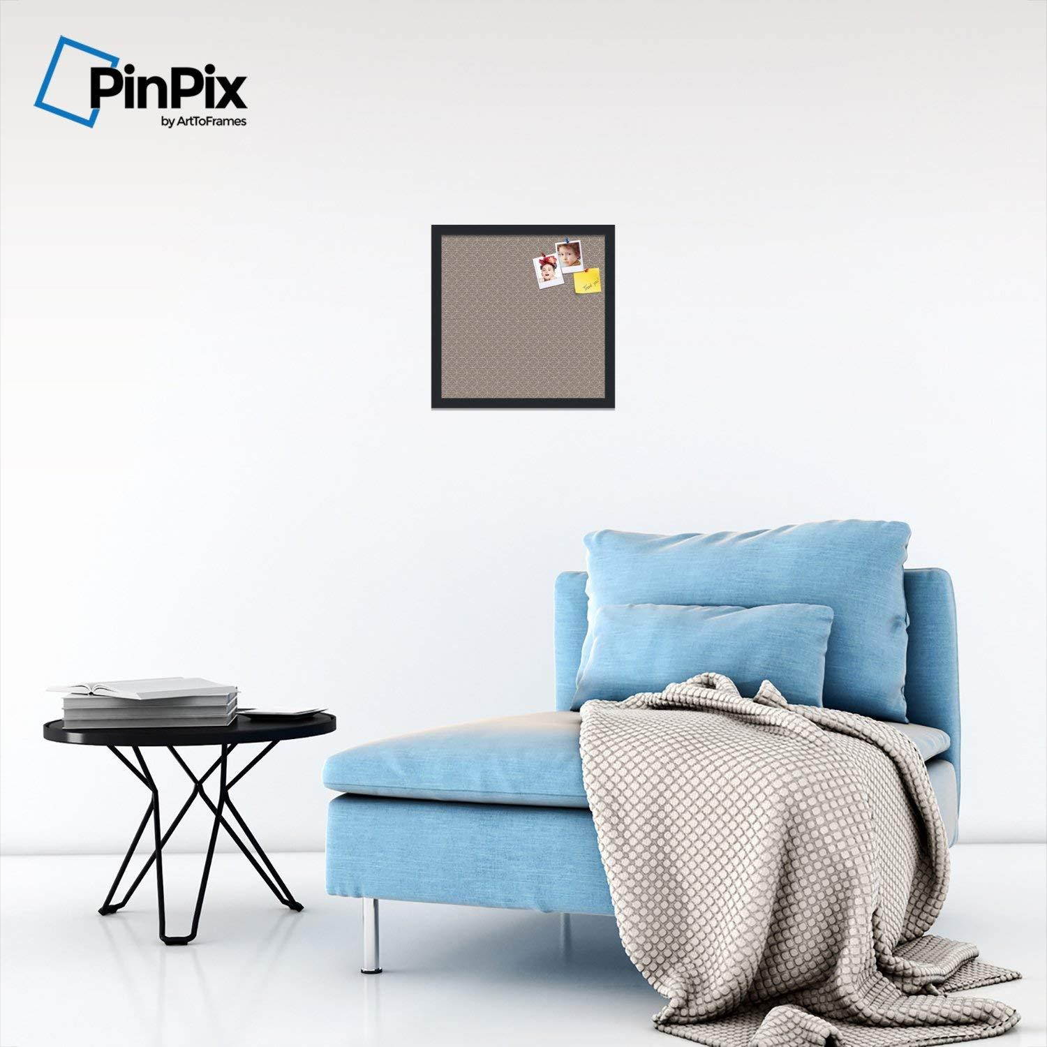 PinPix custom printed pin cork bulletin board made from canvas, Seemless Pattern 16 x 16 Inches (Completed Size) and framed in Satin Black (PinPix-492)