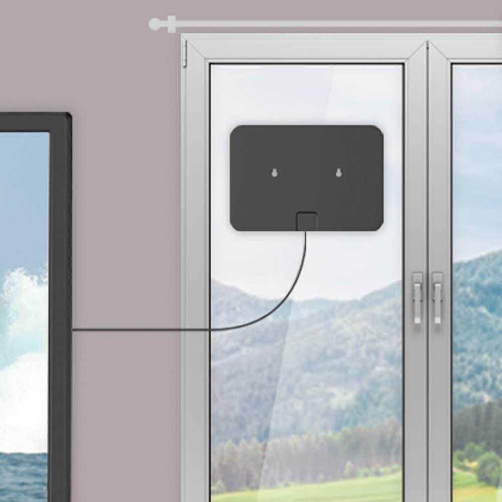 Barkan HDTV Amplified Wall/Glass Mounted Ultra-Thin Indoor Antenna Full HD USB Powered 360 Degree Reception Black 2 Year Warranty (AU60A)