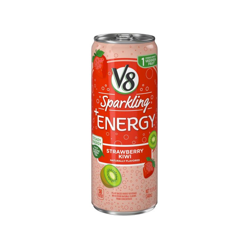 V8 Sparkling +Energy Strawberry Kiwi Juice Drink - 4pk/11.5 fl oz Cans