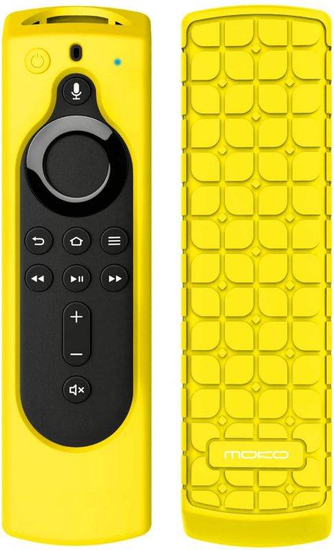 MoKo Silicone Remote Case Fits with Fire TV Stick Lite 2020, Fire TV Stick 4K, Fire TV Cube, Fire TV (3rd Gen) with 5.6" Alexa Voice Remote (2nd Gen), Shockproof Protective Cover - Yellow