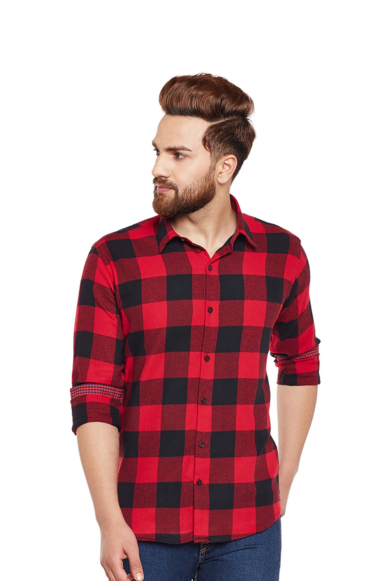 Hancock Red Slim Fit Check Shirt