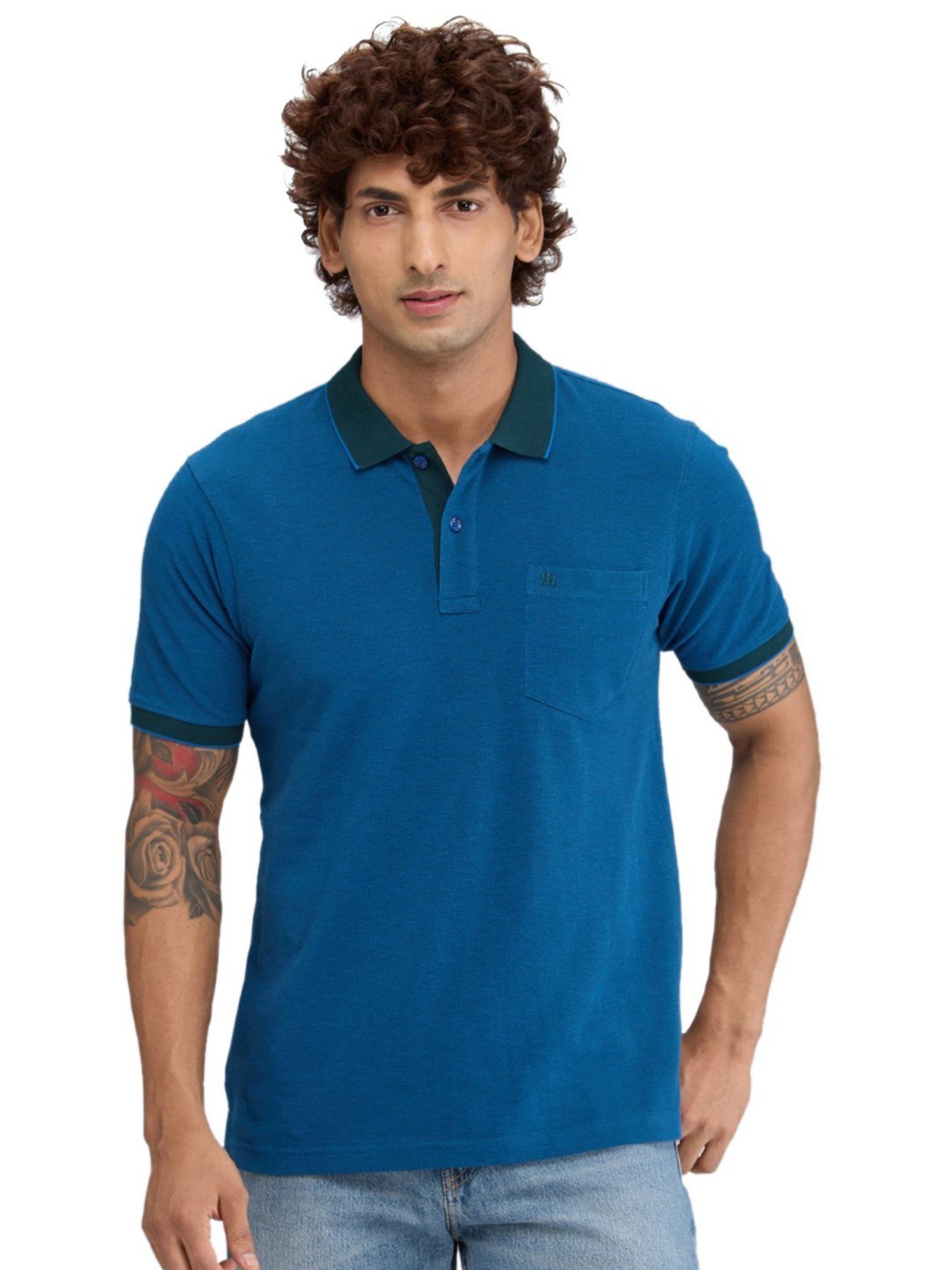 Raymond Blue Slim Fit Polo T-Shirt
