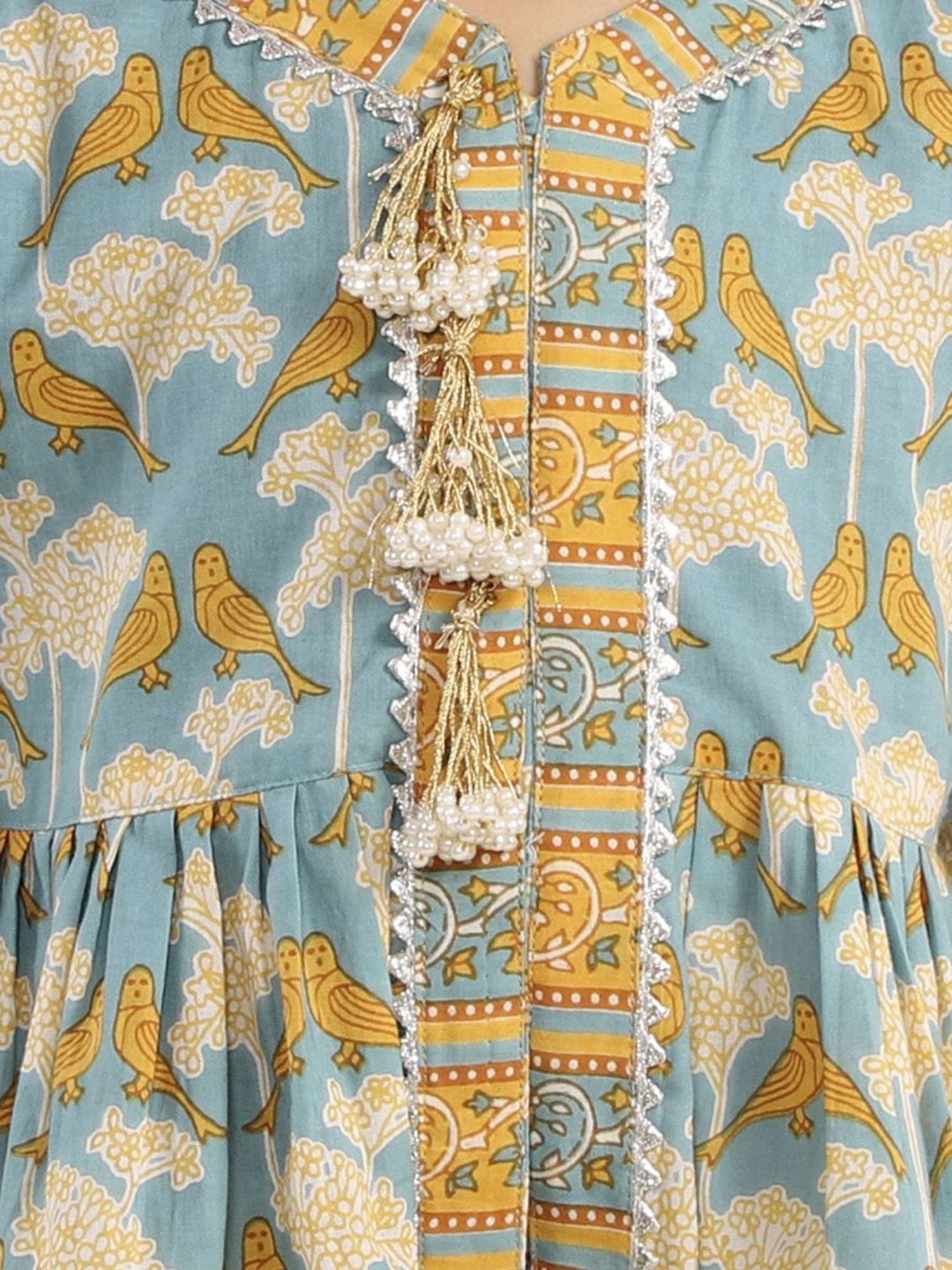 Little Bansi Kids Blue Cotton Printed Suit Set