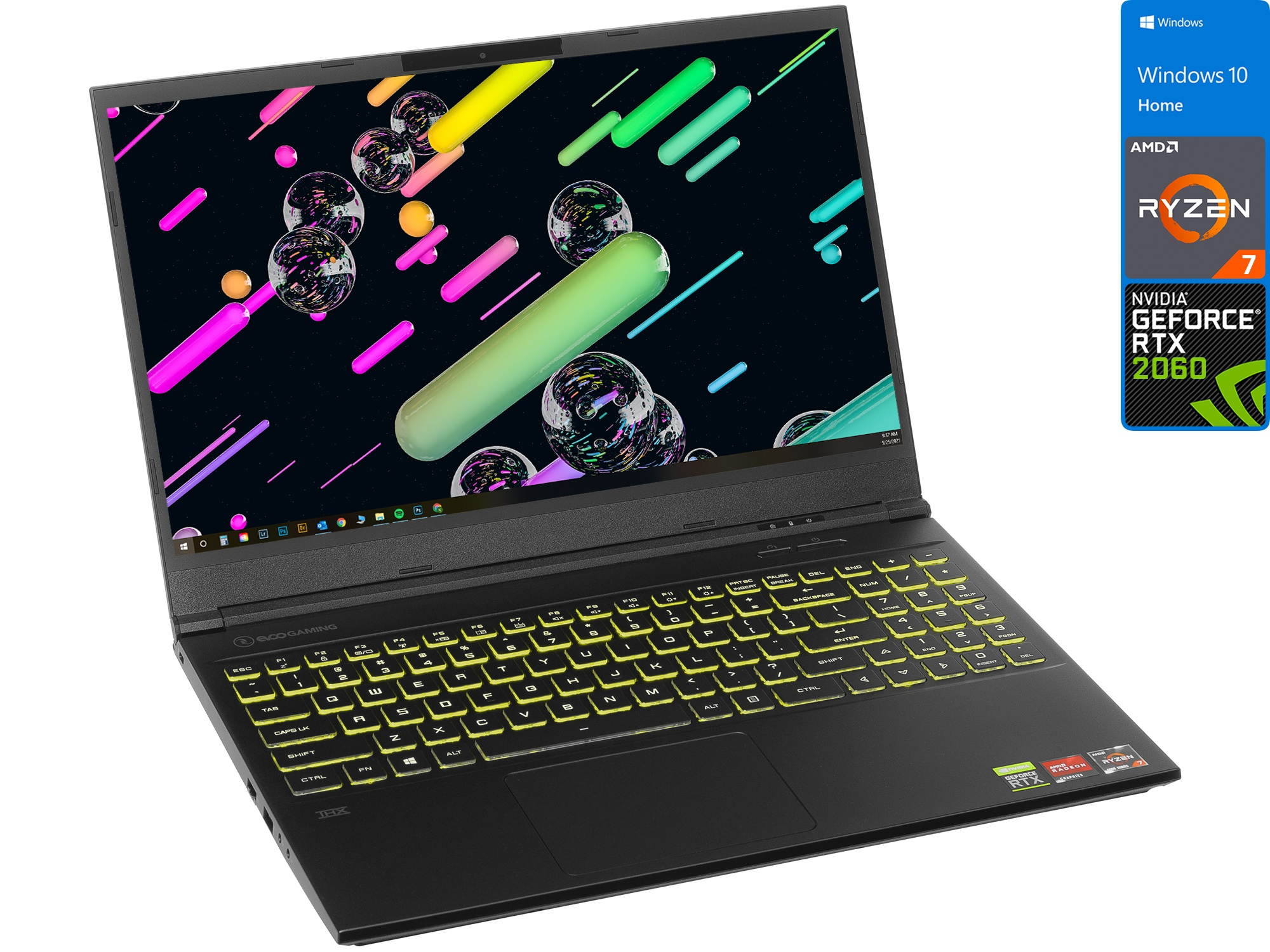 EVOO Gaming Notebook, 15.6" 120Hz FHD Display, AMD Ryzen 7 4800H Upto 4.2GHz, 16GB RAM, 2TB NVMe SSD, NVIDIA GeForce RTX 2060, Mini DisplayPort, HDMI, Card Reader, Wi-Fi, Bluetooth, Windows 10 Home