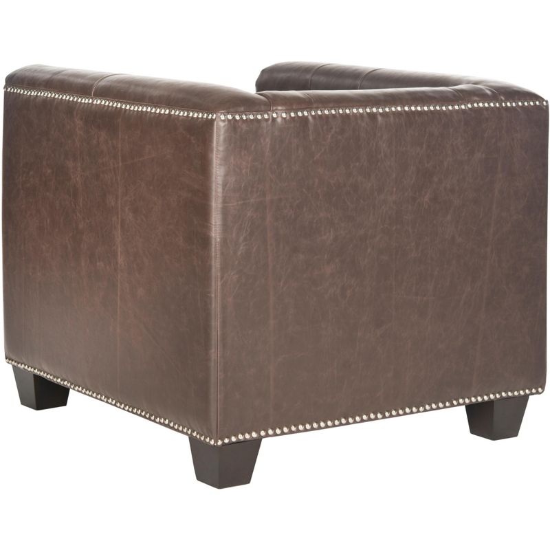 Bentley Club Chair with Silver Nail Heads - Antique Brown - Safavieh