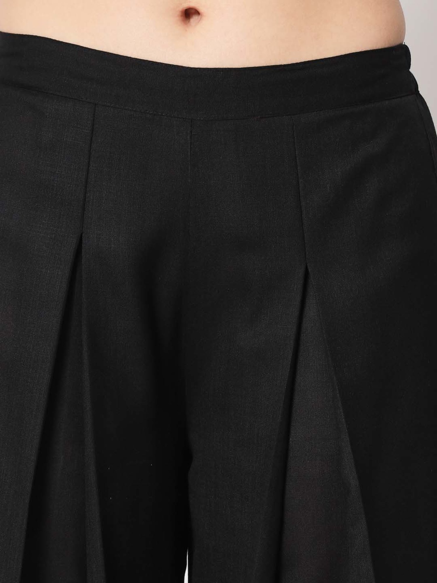 9rasa Black Cotton Flared Trousers