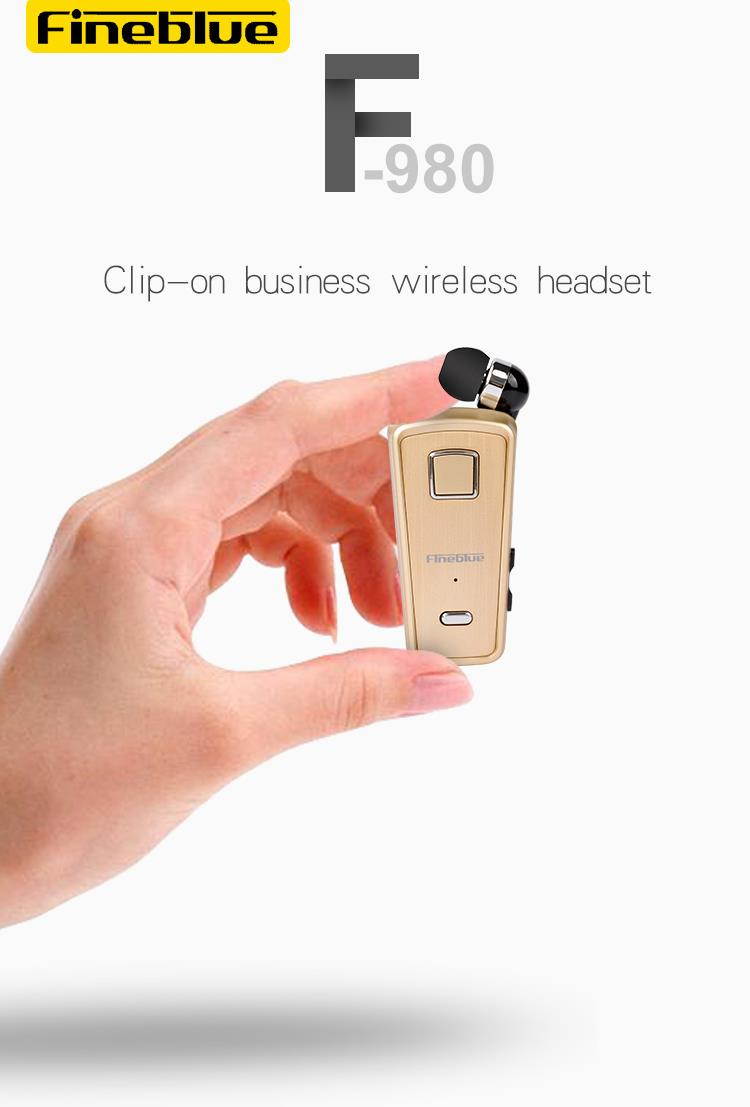 FineBlue F980 Wireless Bluetooth Original Earphone Handsfree portability scalable Earbud with Microphone Earphone (Black)