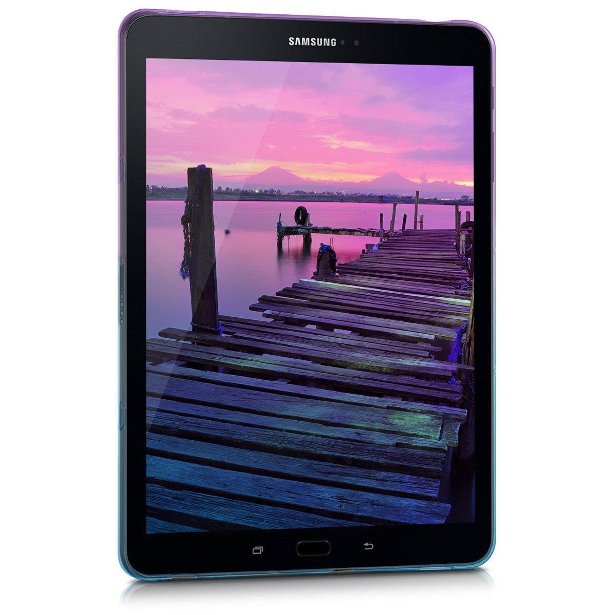 kwmobile TPU Silicone Case for Samsung Galaxy Tab S3 9.7 T820 / T825 - Soft Flexible Shock Absorbent Protective Cover - Violet Blue Transparent