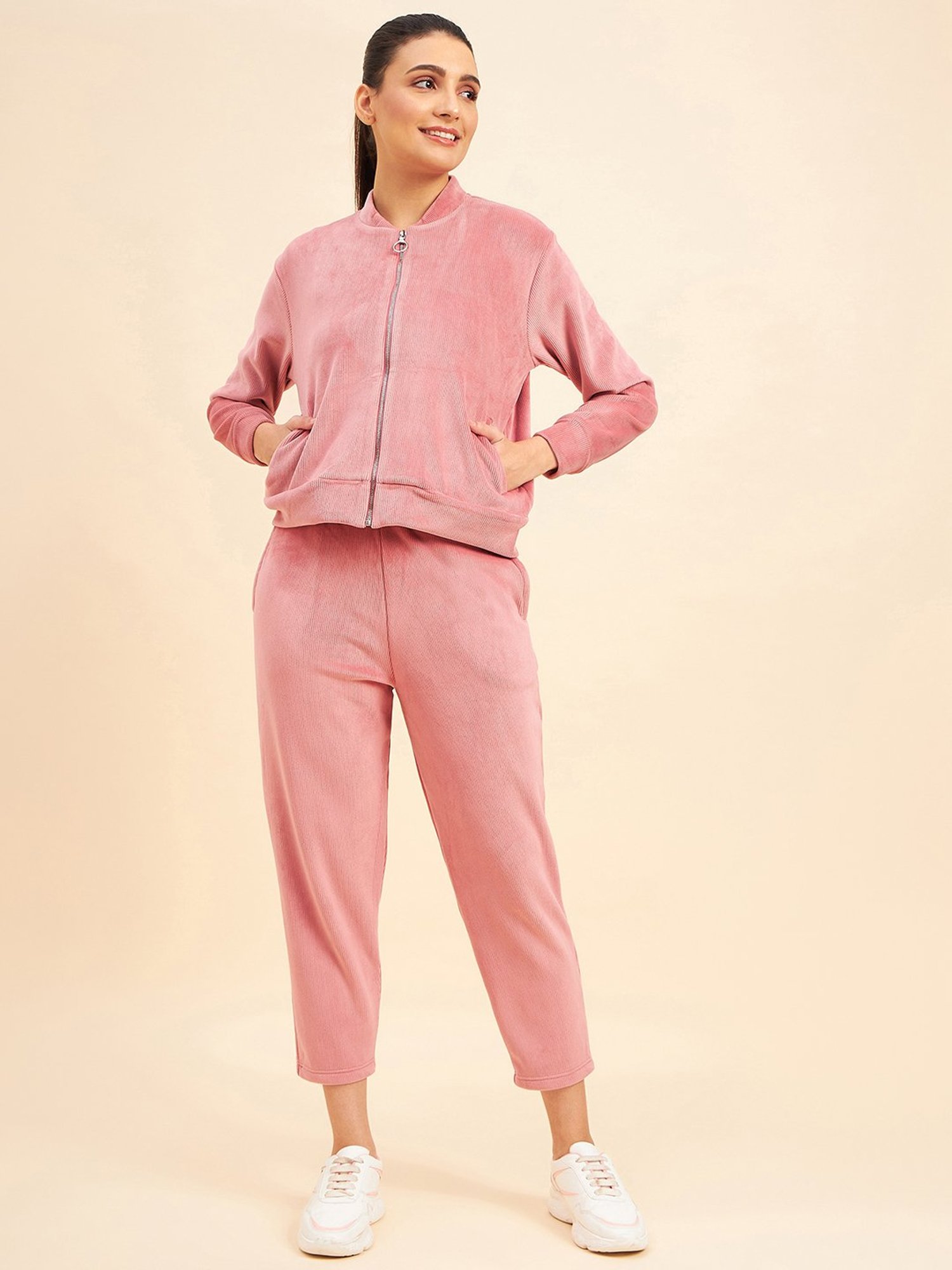 Sweet Dreams Pink Mock Collar Track Suit
