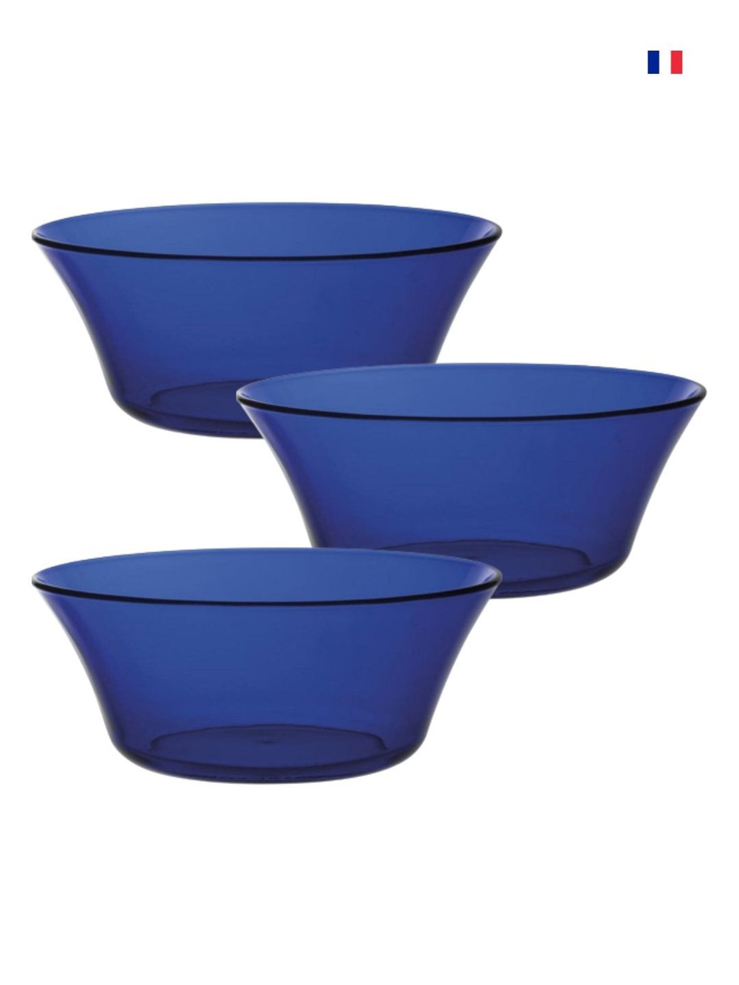 Duralex Lys Navy Toughened Glass Table Bowl (2.2 L) - Set of 3