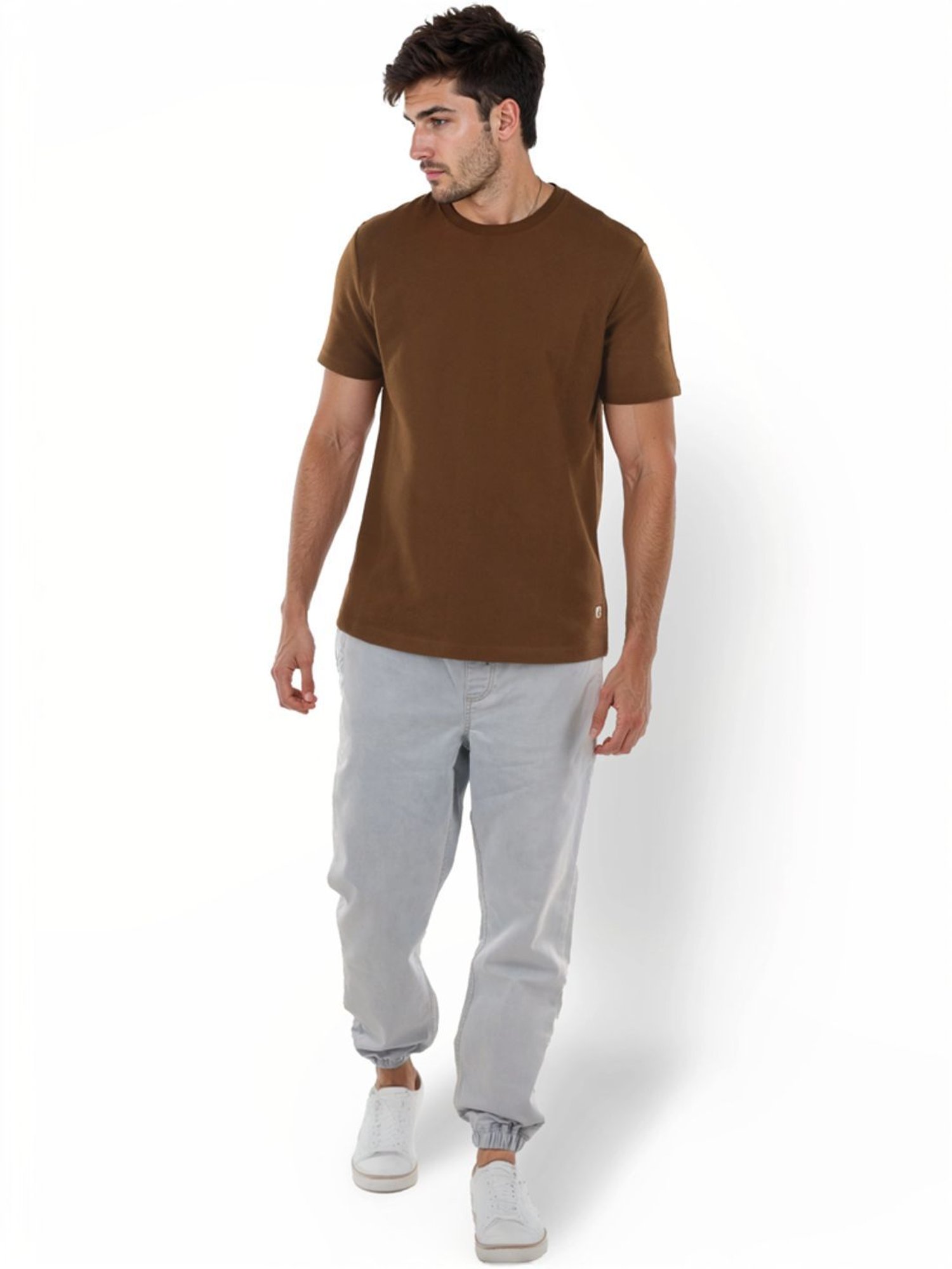 Celio* Dk Brown Regular Fit T-Shirt