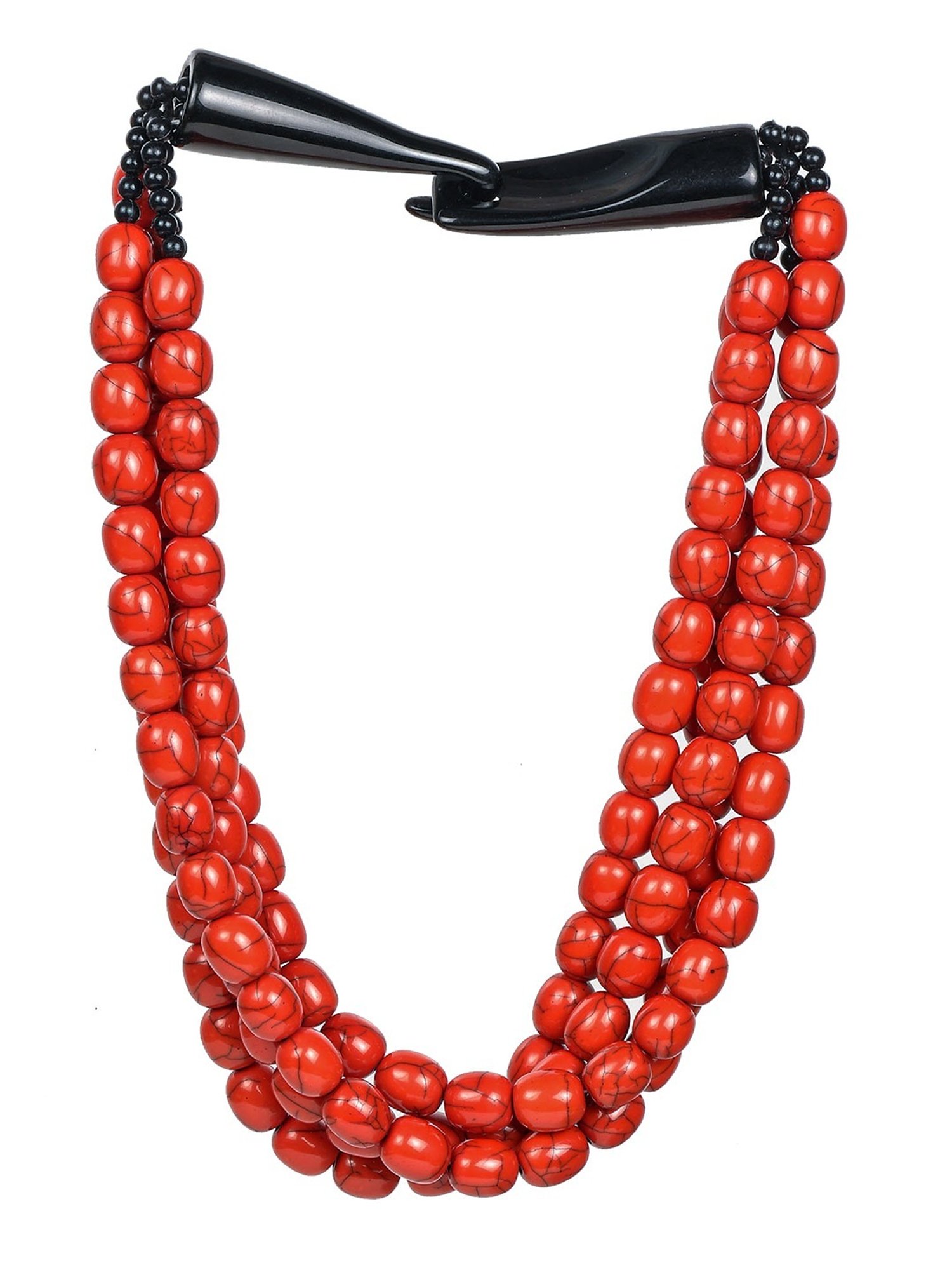 Imli Street Red Resin Beaded Handcrafted Tribal Necklace