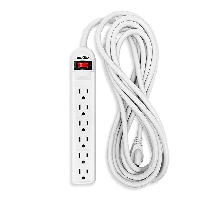 6-Outlet Surge Protector Power Strip with 25-Ft Long Extension Cord, White, ETL Listed, UL Standard