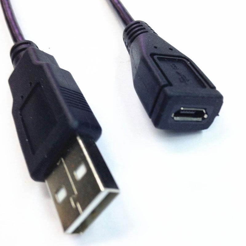 USB 2.0 A male to Micro USB B female adapter cable MF