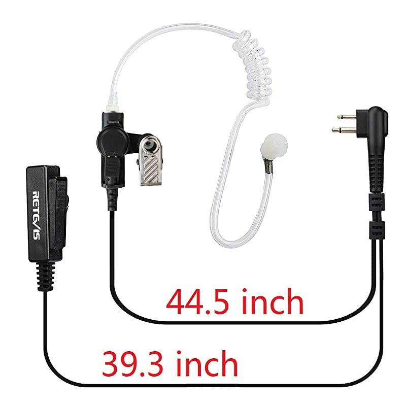EAM001 Walkie Talkie Earpiece Security Headset with Mic 2 Pin Acoustic Tube for Motorola CP200 GP2000 P1225 Two Way Radios (1 Pack, Black)