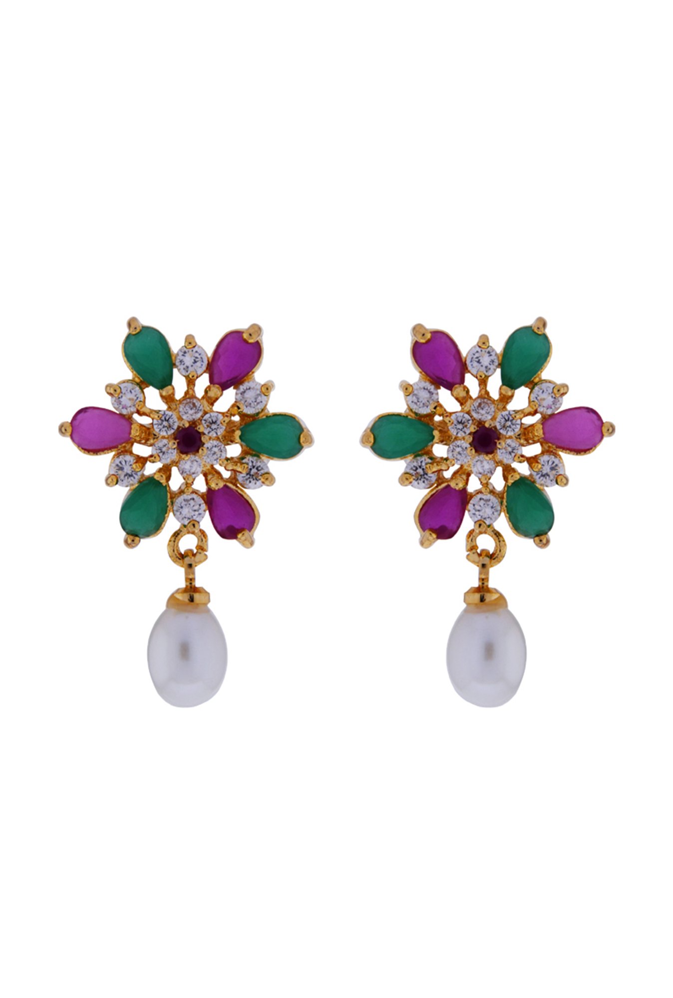 Sri Jagdamba Pearls Sitara Golden Alloy Drop Earring