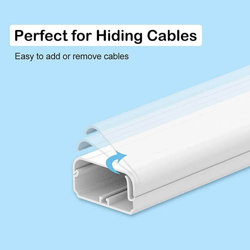 Cord Cover Concealer 628 inch Long Cable Raceway Channel Paintable Wire Hider for Wall Mounted 4 X L 157 in X W138 in X H078in