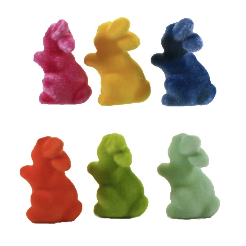 Easter 2.5" 6 Mini Flocked Bunnies In Tube Decor Decoration Spring  -  Decorative Figurines