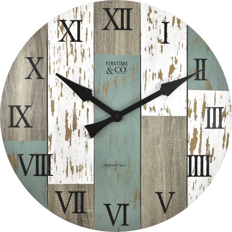 27" Timberworks Farmhouse Wall Clock Aged Teal/Shabby White - FirsTime & Co.