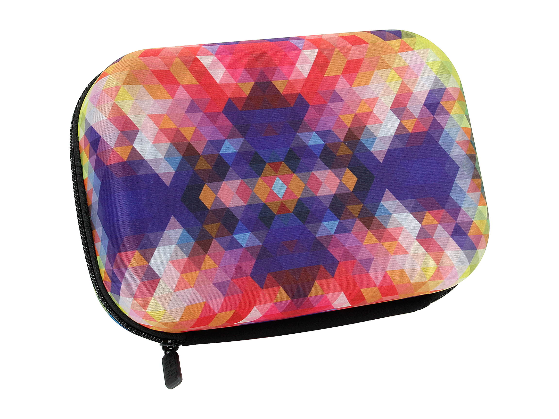 Hard Shell GPS Carrying Case with Wrist-Strap to fit most size GPS - 2 mesh pockets, 3 internal accessory storage bags; soft scratch-protective interior lining (Geometric Design)