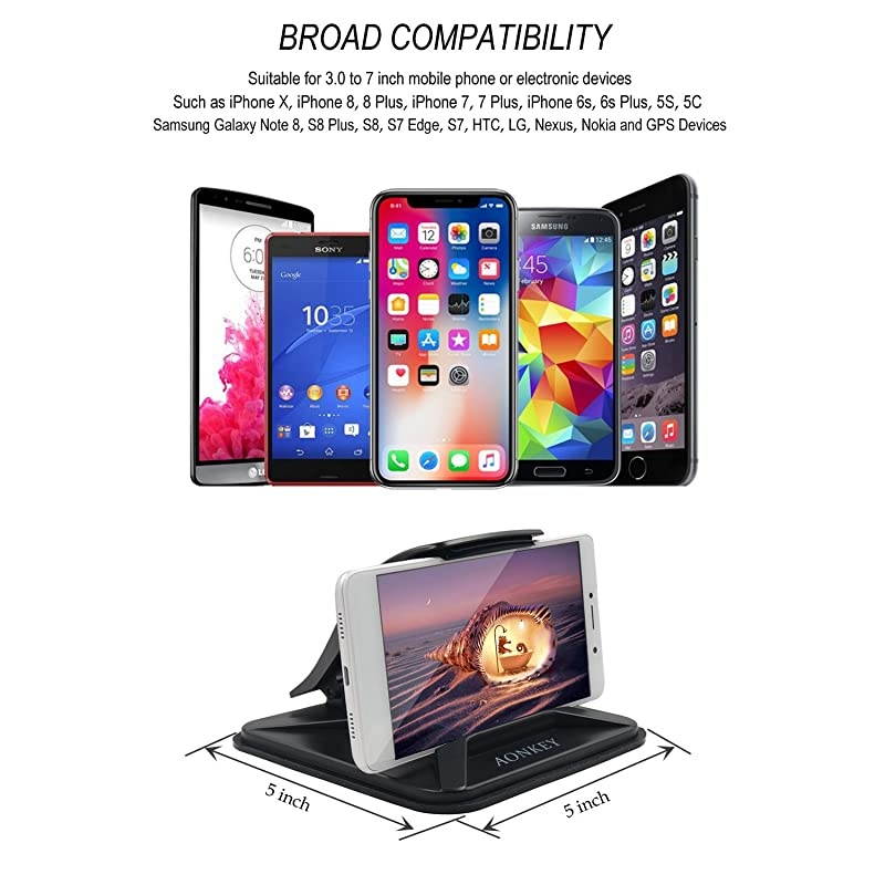 Cell Phone Holder for Car, Dashboard Anti-Slip Vehicle GPS Car Mount Universal for All Smartphones, Compatible iPhone XR XS Max X 8 7 6S Plus, Galaxy S10/S9 Plus S8 Note 9/8, LG V30, Pixel 3 XL