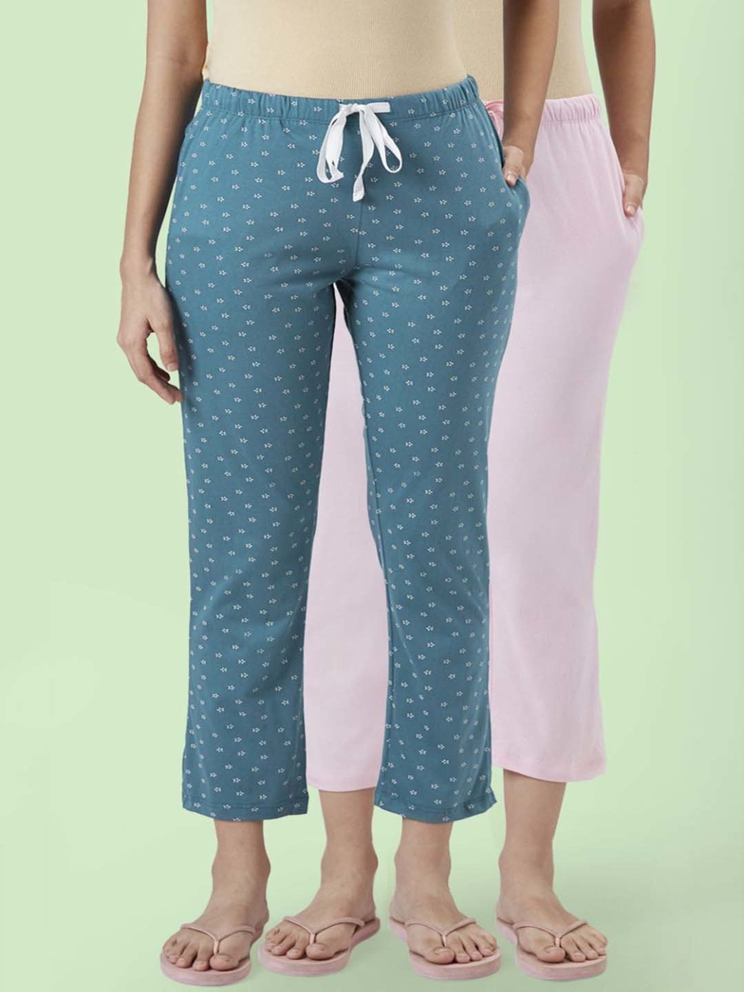 Dreamz by Pantaloons Pink Blue Cotton Printed Pyjamas