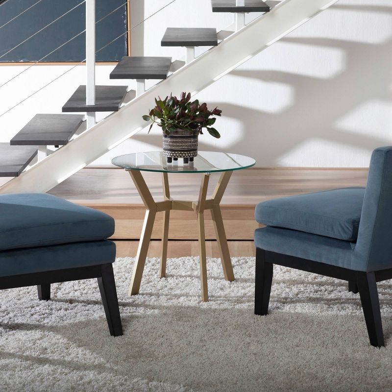 24" Architect Round End Table Gold/Clear Glass - Studio Designs Home