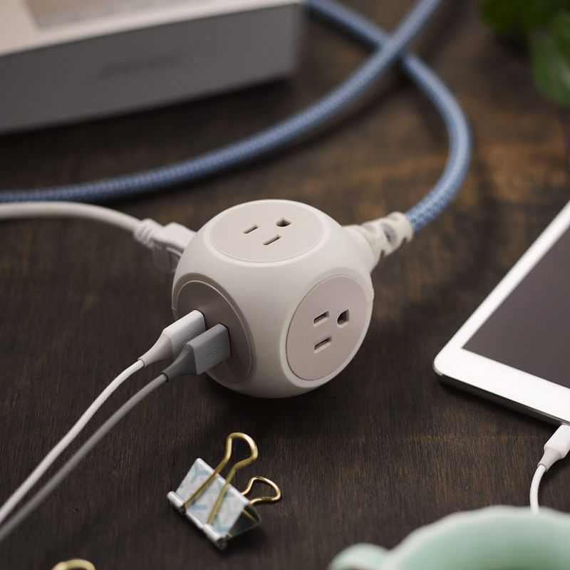 360 Electrical 6' Braided Extension Cord with Dual USB - Summer Twilight