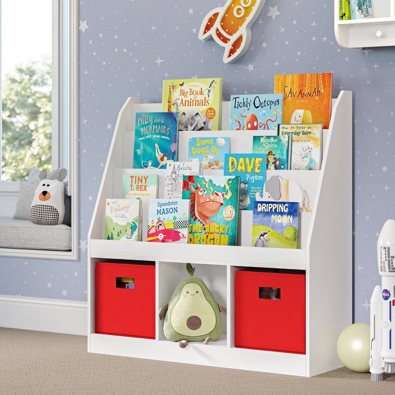 Kids' Bookrack with 3 Cubbies - RiverRidge Home