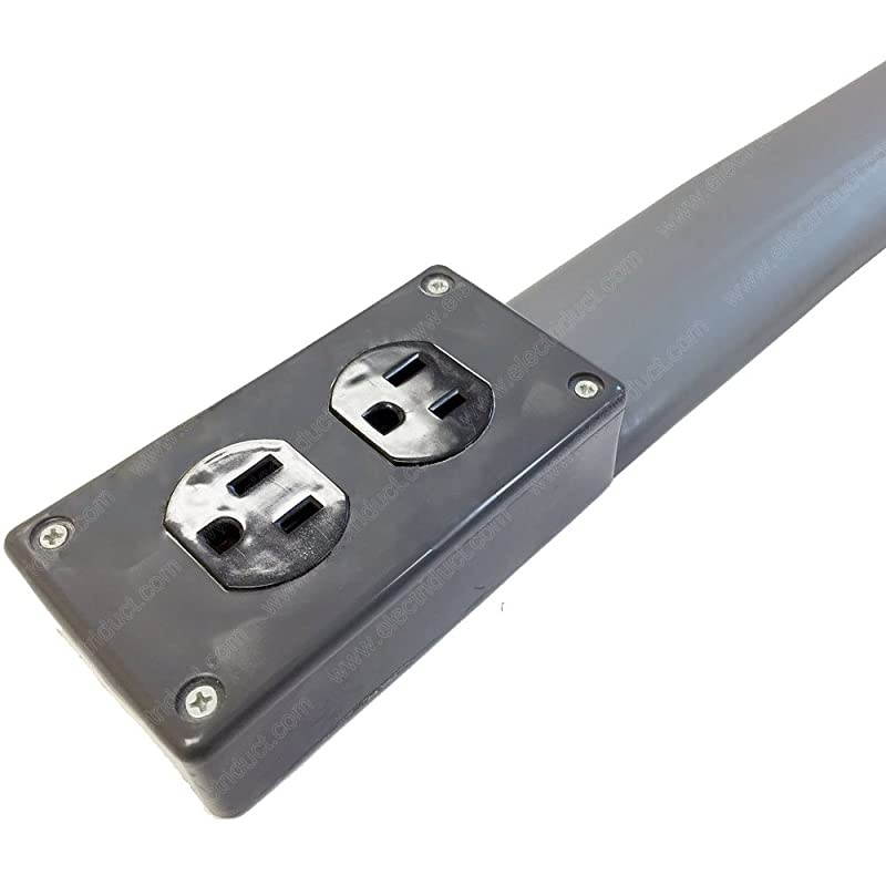 Lay Flat Electrical Power Extension Cord Duplex Receptacle Cable Protector 5 Feet Gray