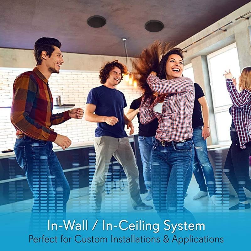 PDIC81RDBK 8 Ceiling Wall Mount Speakers Pair of 2Way Midbass Woofer Speaker 12 Polymer Dome Tweeter Flush Design w 50Hz 20kHz Frequency Response 250 Watts Peak Easy Installation
