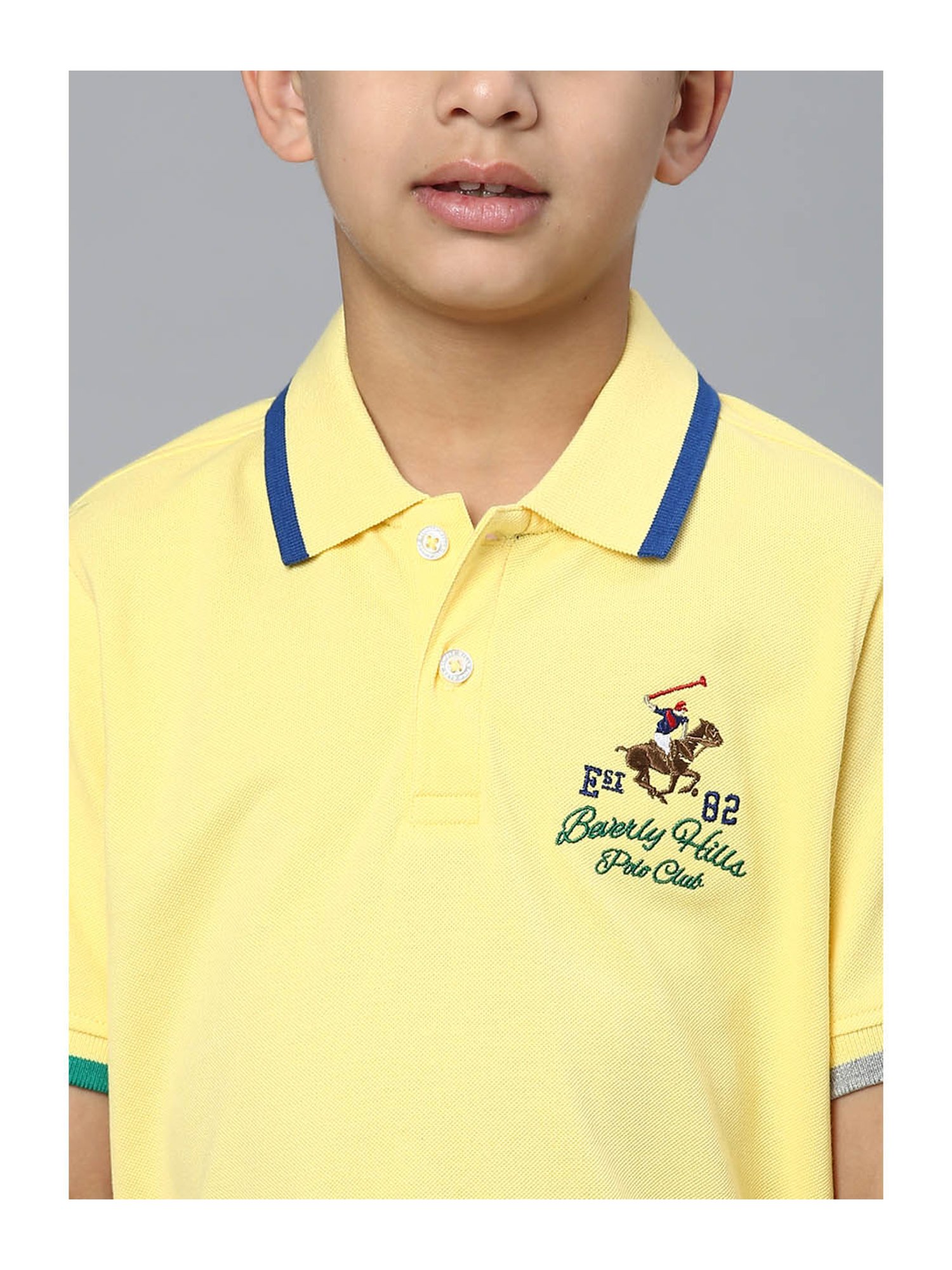 Beverly Hills Polo Club Kids Yellow Solid Polo T-Shirt