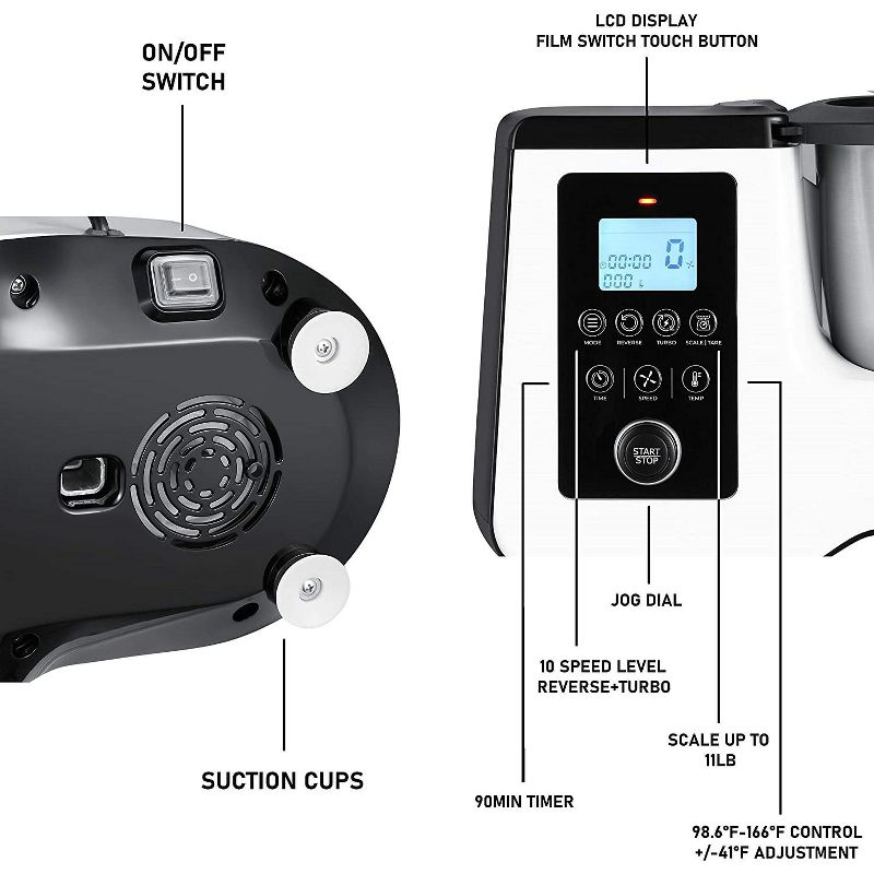 Dartwood All-in-One Multi Cooker, Food Processor and Smart Kitchen Machine for Cooking, Kneading, Blending, Mixing, Steaming, Boiling, Stir Frying