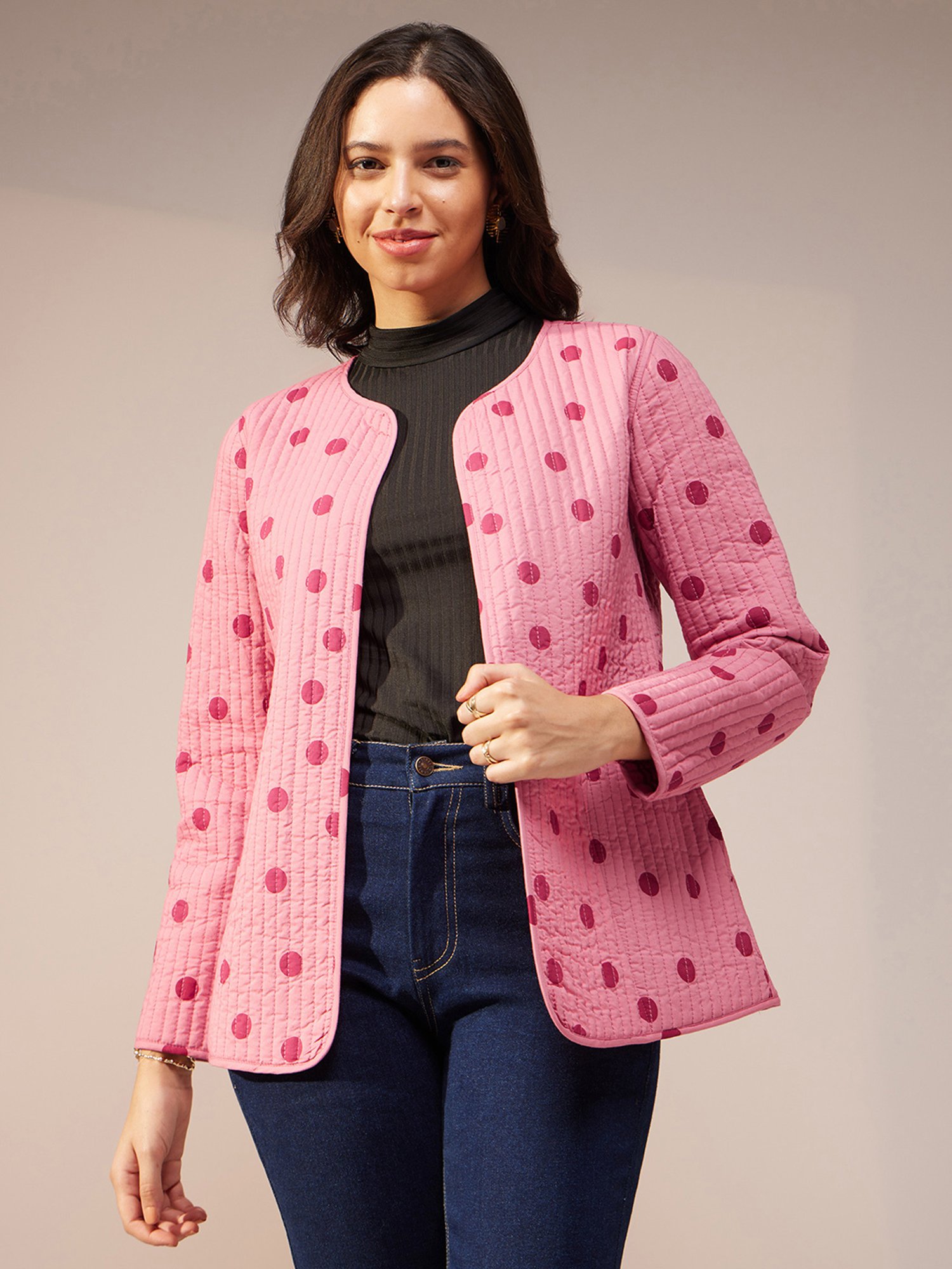 Pink Fort Pink Reversible Quilted Jacket