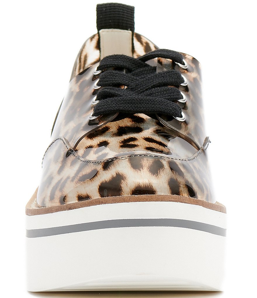 Jessica Simpson Giera Clear Leopard Lace-Up Flatform Wedge Oxfords