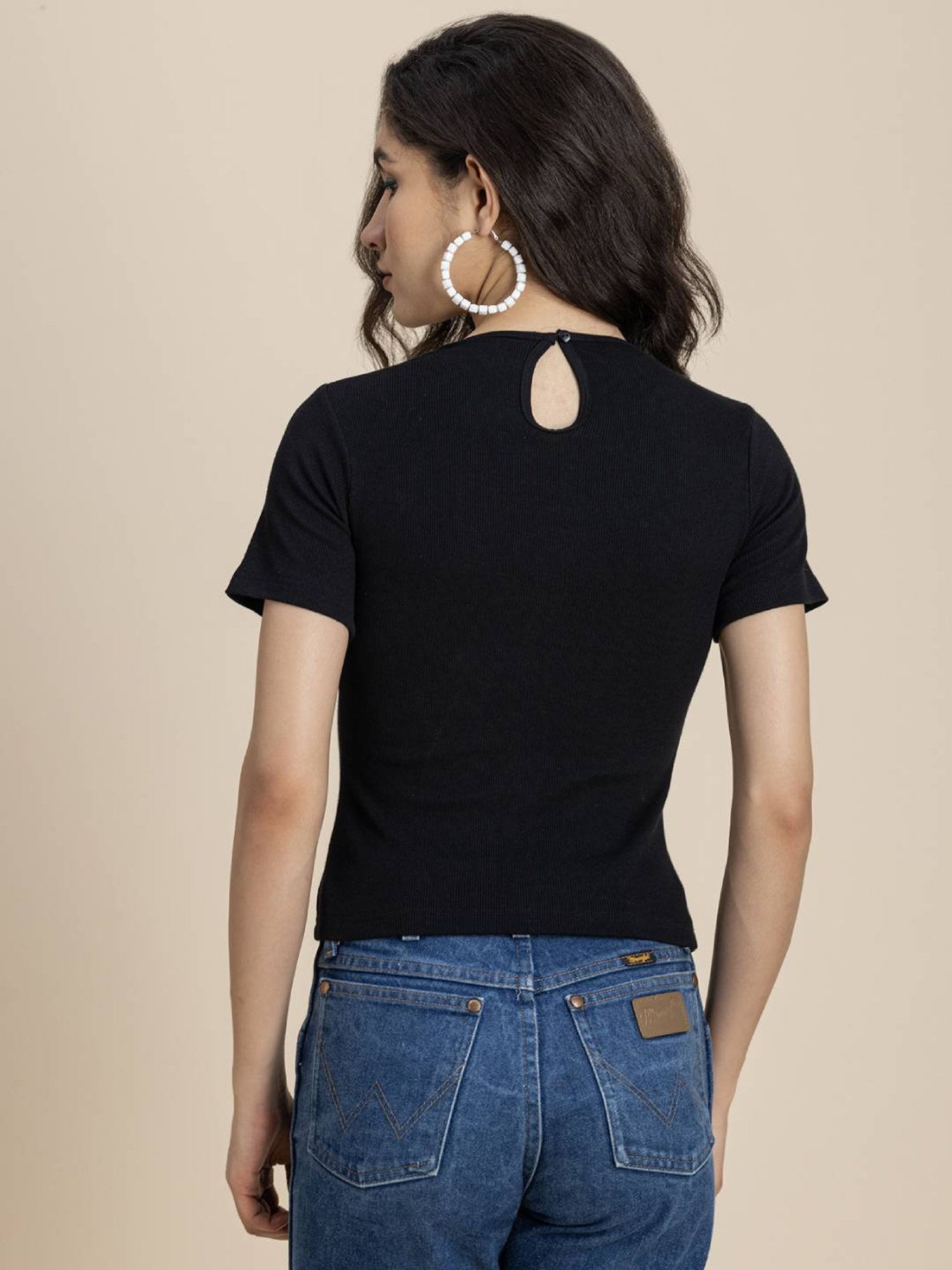 Moomaya Black Slim Fit Top