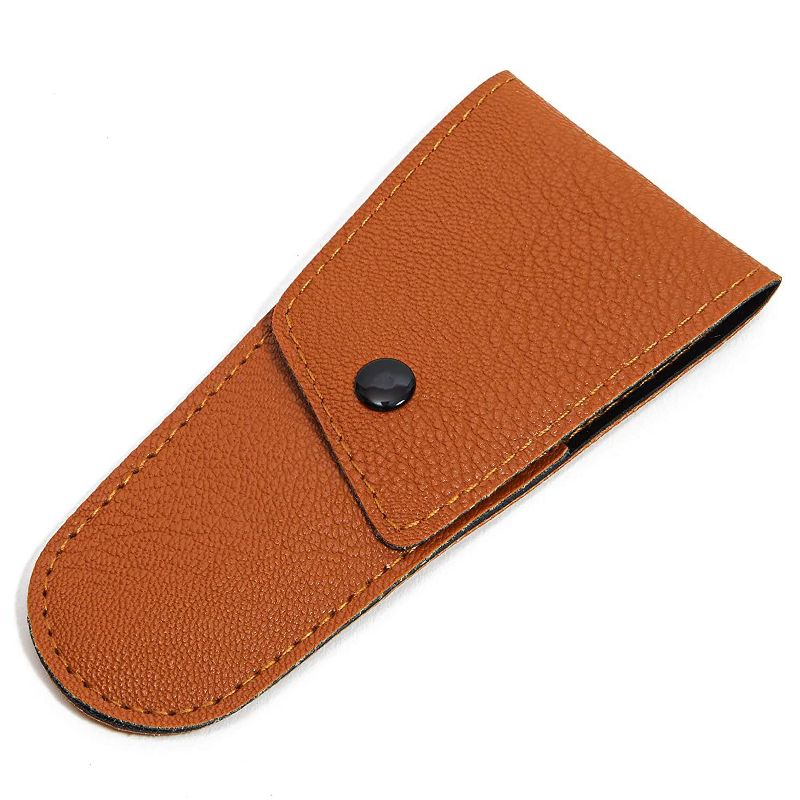 Beard Mustache Scissors with Comb and Brown PU Leather Pouch for Men, Beard Care Facial Hair Grooming & Trimming Tool Kit Set, Perfect Gifts for Him