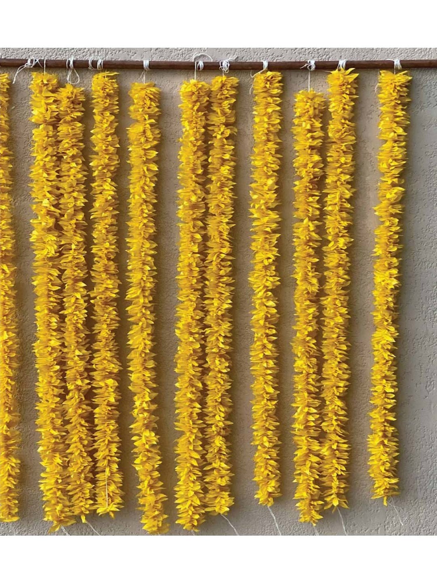 Mason Home Yellow Decorative Artificial Gajra - 3 Feet (Set of 12)